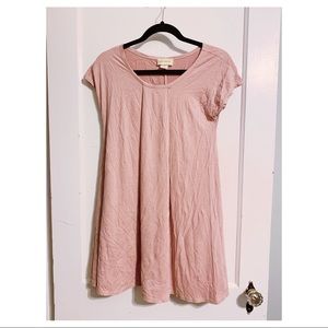 Blush Pink Faux Suede Babydoll Dress